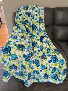 Cynthia Rowley Plush Blanket Oversized Decorative Throw 60x70 Blue Green Floral - Picture 1 of 8