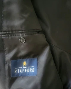 Stafford Men's Blazer 46R Travel Stretch Black Jacket Classic Fit Fully Lined - Picture 1 of 6