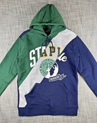 Moletom com capuz tamanho P - Jeff Staple NYC Canal Pieced verde cinza marinho - Imagem 1 de 4