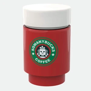Somanybucks Christmas Coffee Cup for Minifigs made using LEGO parts - B3 Customs - Picture 1 of 1