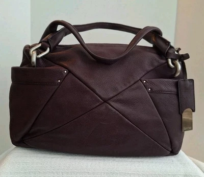 Vintage Calvin Klein Leather Shoulder Bag Dark Burgundy/Silver Hardwear/Hang Tag - Image 1 of 4