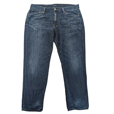 Lucky Brand 221 Straight Jeans Mens 38x30 Dark Indigo Blue Linen Blend - Image 1 of 4