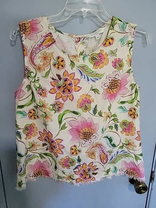 LIVERPOOL Los Angeles Floral Sleeveless Top Size Small Viscose Cotton Fabric - Picture 1 of 7