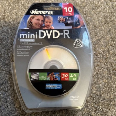 Memorex mini DVD-R Recordable 10 Pack 30 Min / 1.4GB 8cm for DVD Camcorder or PC - Image 1 of 3