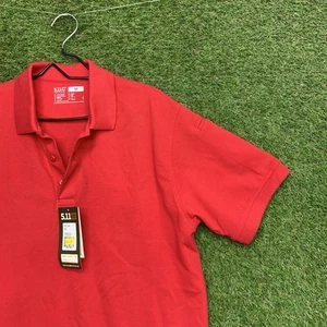5.11 Tactical Polo Shirt Mens Medium Red Button Collared Casual Workwear 511 NWT - Picture 1 of 17