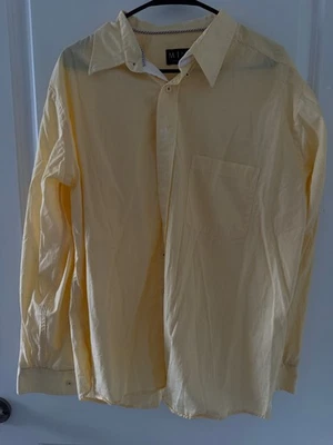 MINE Mens Button Down Dress Shirt Light Yellow Large 100% Cotton - Image 1 of 3