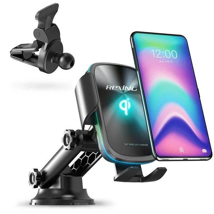 Rexing CX5 Motorized Wireless 15W/7.5W Qi Charging Car Mount for iPhone, Android - Image 1 of 4