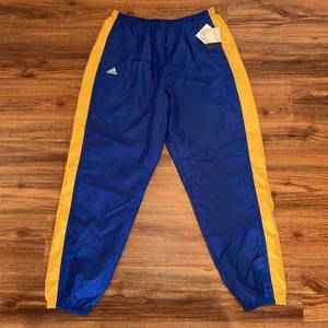 NWT Rare 90s Adidas TEAM Vintage Nylon Blue Yellow Track Pants XXL - Picture 1 of 5