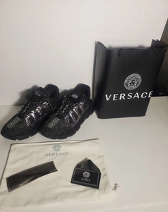 Versace Trigreca Low-Top Black Sneakers Men's Size EU 43/US 10 - Picture 1 of 15