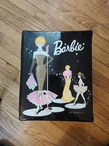 Vtg Mattel 1962 Barbie Black Vinyl Fashion Pak Doll Case With Handle Ponytail - Picture 1 of 18