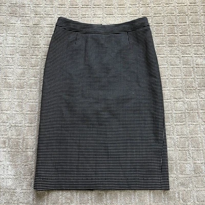 Falda lápiz Escada mezcla de lana para mujer 36 EE. UU. 6 negro blanco patrón de puntos carrera Foto 1 de 4