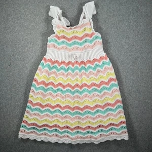 C&C California Kinder Häkel Chevron Strick Kleid Größe 5T Pastell Rüschenärmel - Bild 1 von 7