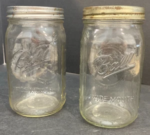 Konvolut 2 Vintage Ball Quart Größe Einmachgläser mit breiter Öffnung ~ Hergestellt in den USA - Bild 1 von 7