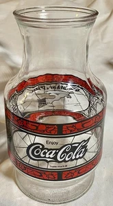 Vintage Coca-Cola Godfather's Pizza Stained Glass Look Carafe/Pitcher - Picture 1 of 4