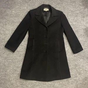 Abrigo Larry Levine Mujer 8 Lana de Cordero Cachemira Largo Elegante Chaqueta Italia Tela - Imagen 1 de 15