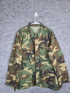VINTAGE US Army BDU Jacket Mens Large Regular Woodland Camo Hot Weather 80s - Picture 1 of 14