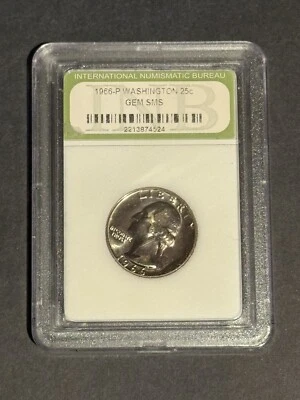 1966-P WASHINGTON 25c GEM SMS INB QUARTER COIN COLLECTIBLE - Image 1 of 4
