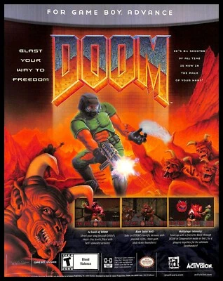 2001 DOOM Retro Video Game PRINT AD GBA Activision Classic Shooter Promo Art - Image 1 of 2