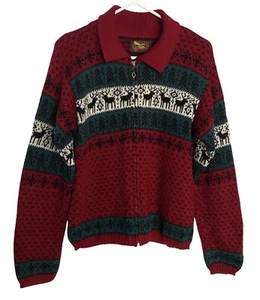 Vintage ALPS Damen Wollpullover Größe Small Rentier durchgehender Reißverschluss 36" Brustumfang - Bild 1 von 9