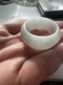 Burma Jade Men’s Womens Natural Genuine Real Jade Wider Band Ring Size #14 Thumb - Picture 1 of 10