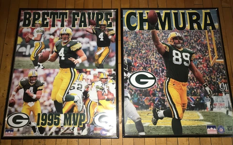 2 X 1996 Starline Green Bay Packers Framed Posters Brett Favre MVP & Chmura NFL Cover
