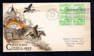 Sc #728 Linprint M-5 Variety 1933 Chicago IL Century Progress World's Fair FDC - Picture 1 of 2