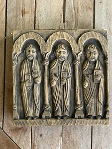 Vintage St. Meinrad Abbey Press Indiana Carved Wall Religious Monks Art Relief - Picture 1 of 7