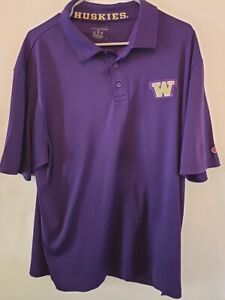 Champion Washington Huskies Golf Polo Shirt Men XL Purple Short Sleeve Xtra Lg