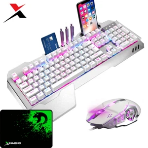 For PC Mac Xbox PS4 PS5 Gaming Keyboard and Mouse Combo Wired RGB Backlit White - Picture 1 of 10