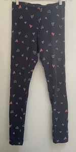 Old Navy Kid Girls Plus Allover Heart Print Cotton Full Length Leggings Navy XXL - Picture 1 of 4