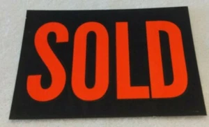 🌟 Vintage Original Karton VERKAUFT Schild New Old Stock 10" x 7" 1960er - Bild 1 von 4