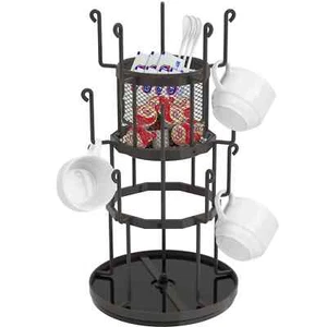 360 Rotating Coffee Mug Holder 3 Tier Mug Tree Stand for Counter Metal Tea Cup - Picture 1 of 5
