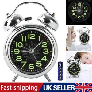 Super Loud Double Bell Alarm Clock With Night Light for Heavy Sleepers Bedside - Picture 1 of 14