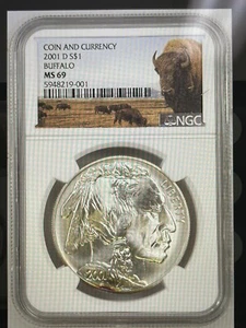 2001 D Buffalo Coin & Currency Set MS 69 Buffalo Label Coin Only with toning - Picture 1 of 2