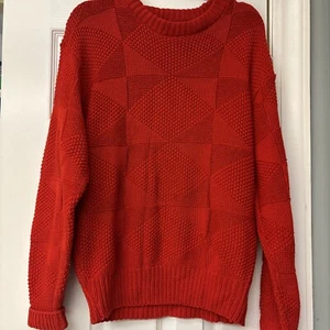 Isle of Cotton Men's Sweater Med Red Made in USA Crewneck Pullover Vintage 90s - Picture 1 of 7