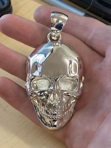 Ciondolo grande teschio argento sterling 3" - Foto 1 di 11