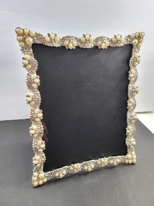 Pearls & Crystals 8"x10" Photo Frame Silvertone Metal w/Kickstand - Picture 1 of 9