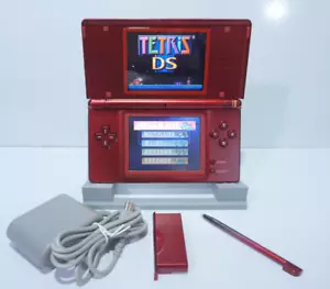 Nintendo DS Lite Brushed Nickle Red Handheld Gaming System w/ Charger & Stylus - Picture 1 of 9