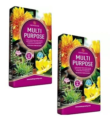 2x Growmoor 60 Litre Multi All Purpose Compost 60L Bag Containers Basket Garden