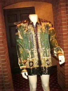 CAMISA DE SEDA CABARET METÁLICA VINTAGE PARA HOMBRE ESTAMPADO BARROCO MULTICOLOR TALLA 3XLARGE - Imagen 1 de 12