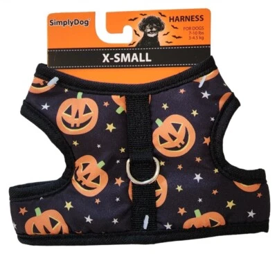Arnés Simply Dog negro y naranja Halloween calabazas cachorro/perro, talla XS Foto 1 de 2