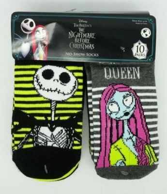 Paquete de 10 calcetines Disney Pesadilla antes de Navidad para mujer Halloween talla 4-10 Foto 1 de 4