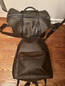 coach signature duffle bag travel luggage Backpack Brown Unisex Carry Suitcase - Picture 1 of 15