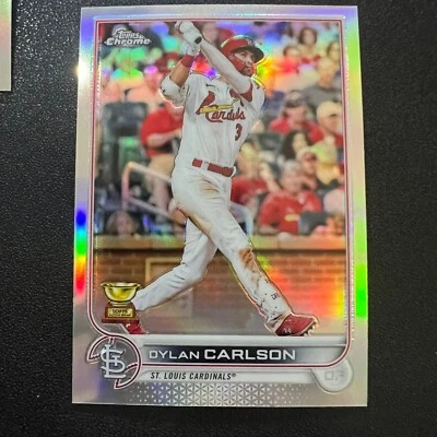 2022 Topps Chrome Refractor Dylan Carlson #158 - Rookie Gold Cup - Image 1 of 2