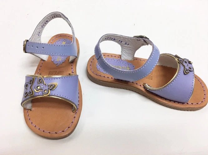 New Girl's & Toddlers Kid Express Lilac Purple Leather 3D Butterfly Sandals Shoe - Image 1 of 1