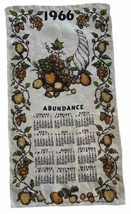 Vtg Luther Travis Cornucopia Abundance Linen Tea Towel Calendar Fruit 1966 - Picture 1 of 9