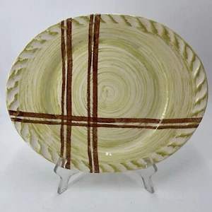 PV09325 Vintage Blue Ridge Southern Potteries PIEDMONT PLAID 12" Oval Platter - Picture 1 of 9