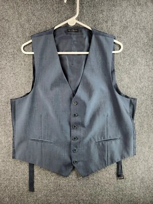 John Varvatos Men Striped Vest Waistcoat Gillet Blue Buttons Poly Rayon Formal - Image 1 of 4