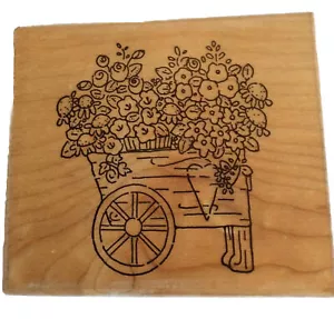 JRL Design 6003 Bloomin' Garden timbro in gomma fiori ruota carriola montata su legno - Foto 1 di 7