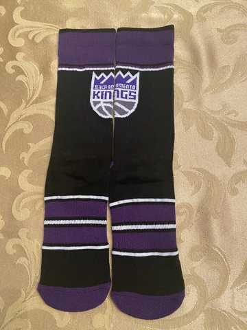 Sacramento Kings NBA Large Socks Fits 9-13 Team Colors Crew Black & Purple Cover